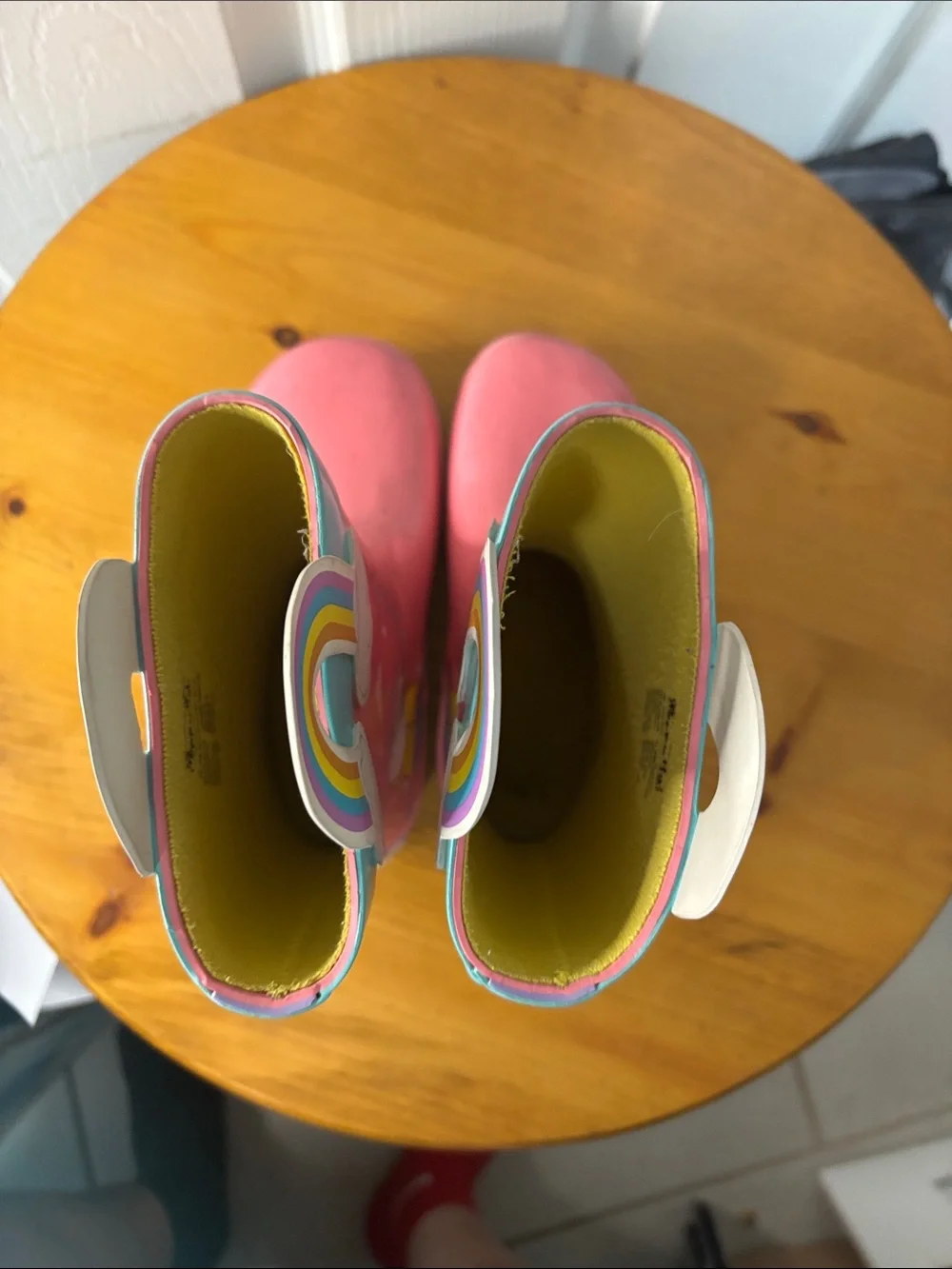 Pink Peppa Pig Rain Boots with Rainbow Trim 9/10